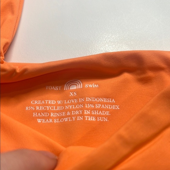 Toast Swim Orange Bikini Top One Shoulder Crop Top Swimsuit XSmall - Picture 3 of 4